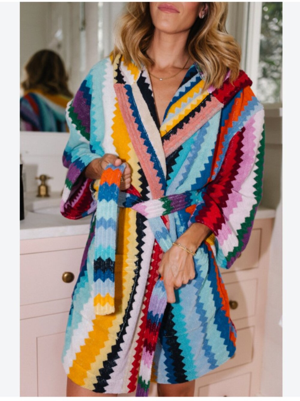 Missoni Multicolor Zigzag Hooded Terry Hooded Robe Short Medium